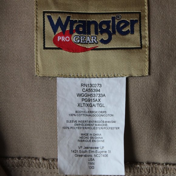 Wrangler Pro Gear Mens Beige/Camo L/S Button Down Shirt ~XL Tall~ RN 130273 - Picture 8 of 9